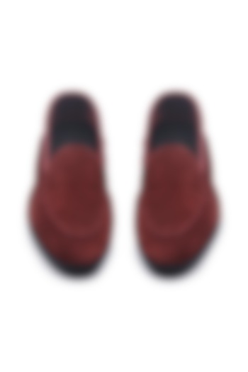 Maroon Suede Belgian Loafers by TRUMPET