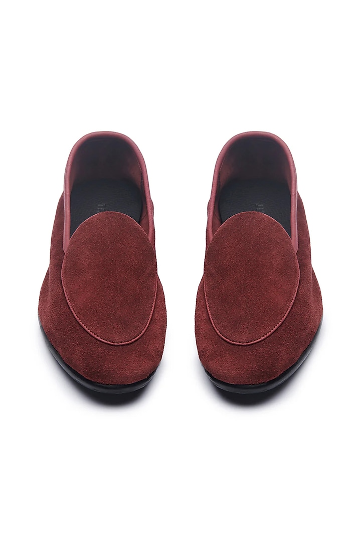 Maroon Suede Belgian Loafers by TRUMPET