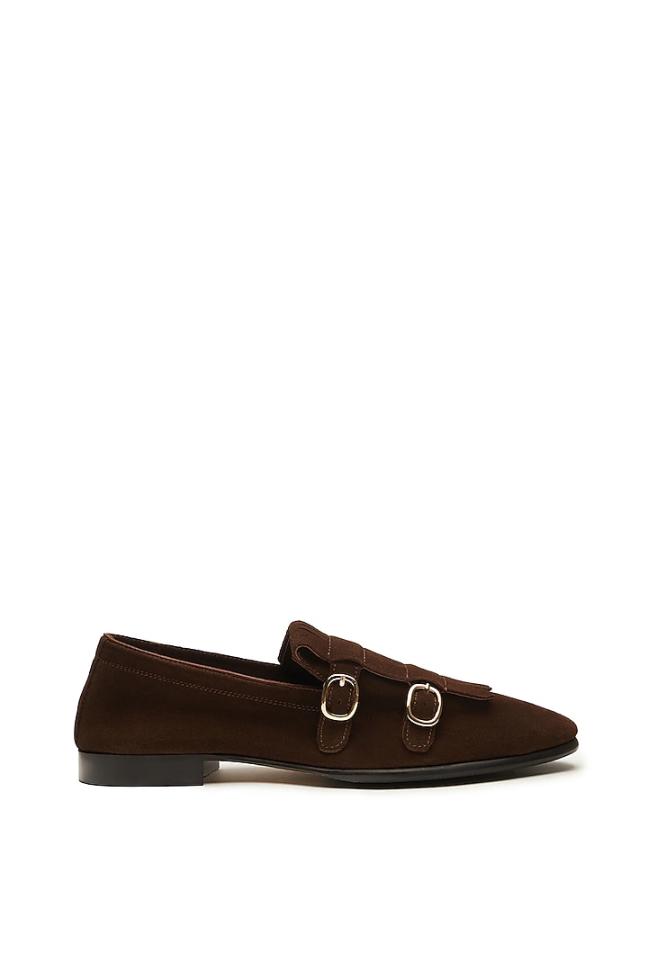 Brown Leather Double Monk Loafers by TRUMPET at Pernia's Pop Up Shop
