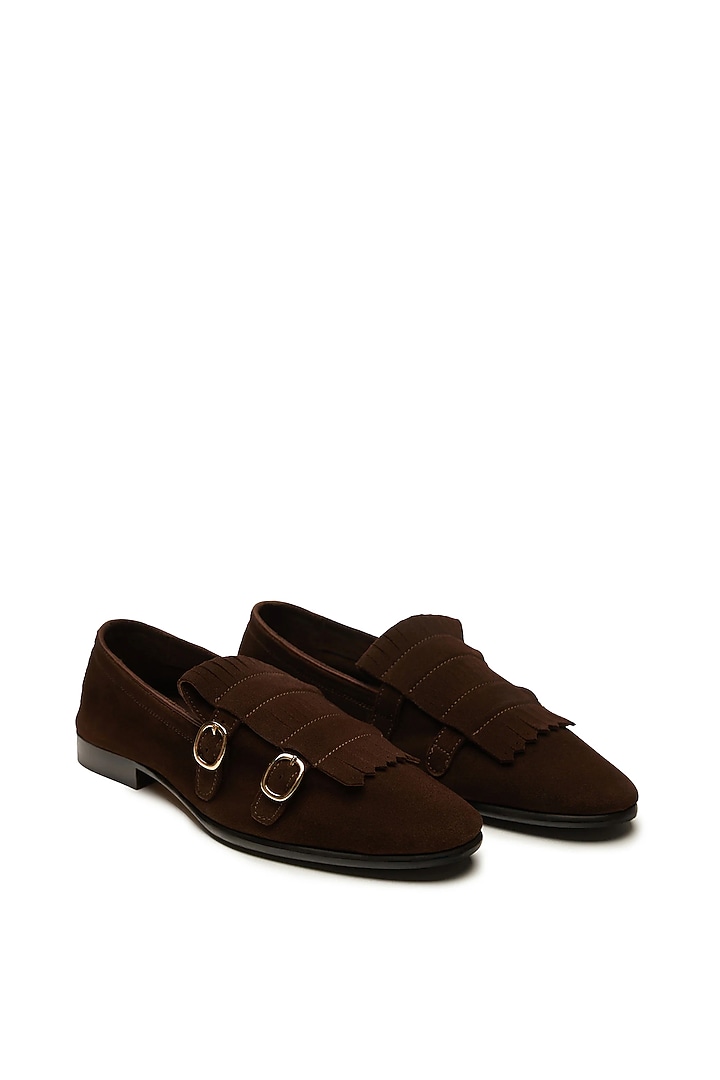 Brown Leather Double Monk Loafers by TRUMPET at Pernia's Pop Up Shop