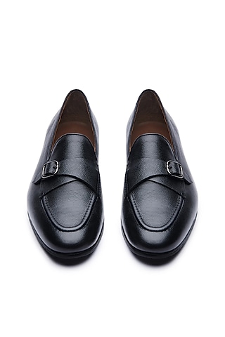 Black Leather Cuban Loafers by TRUMPET