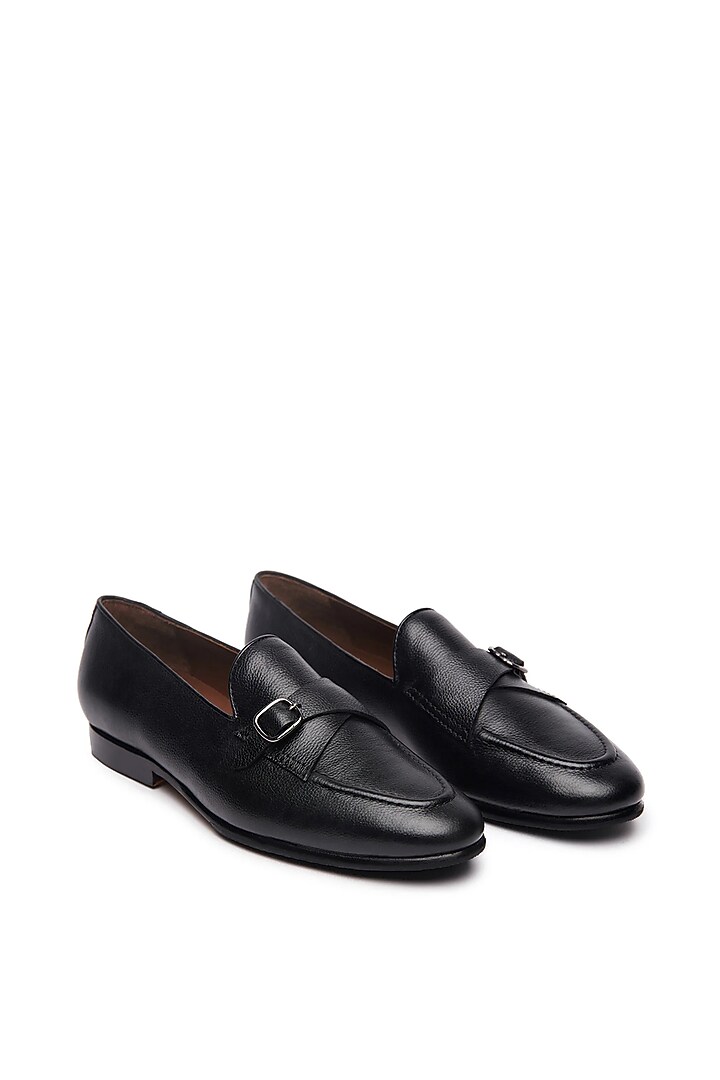 Black Leather Cuban Loafers by TRUMPET at Pernia's Pop Up Shop
