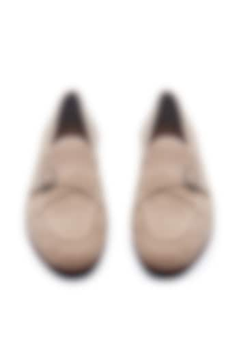 Beige Suede Cuban Loafers by TRUMPET