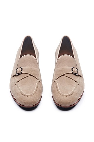 Beige Suede Cuban Loafers by TRUMPET