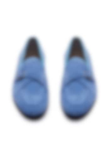 Blue Suede Cuban Loafers by TRUMPET