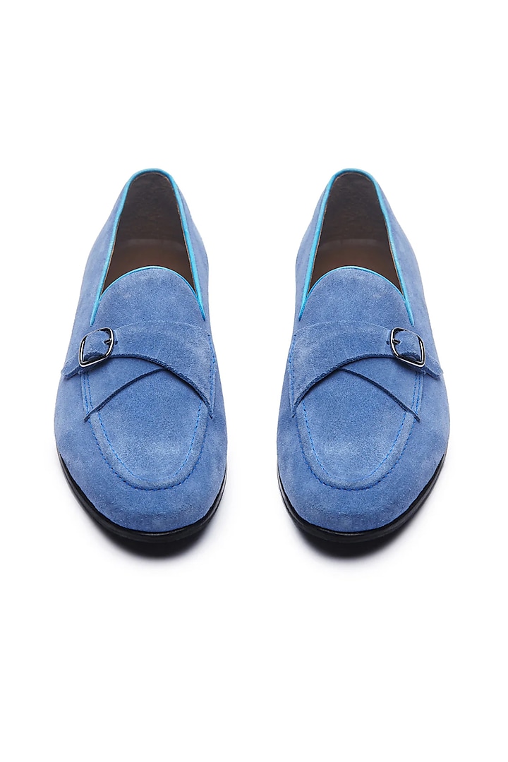 Blue Suede Cuban Loafers by TRUMPET