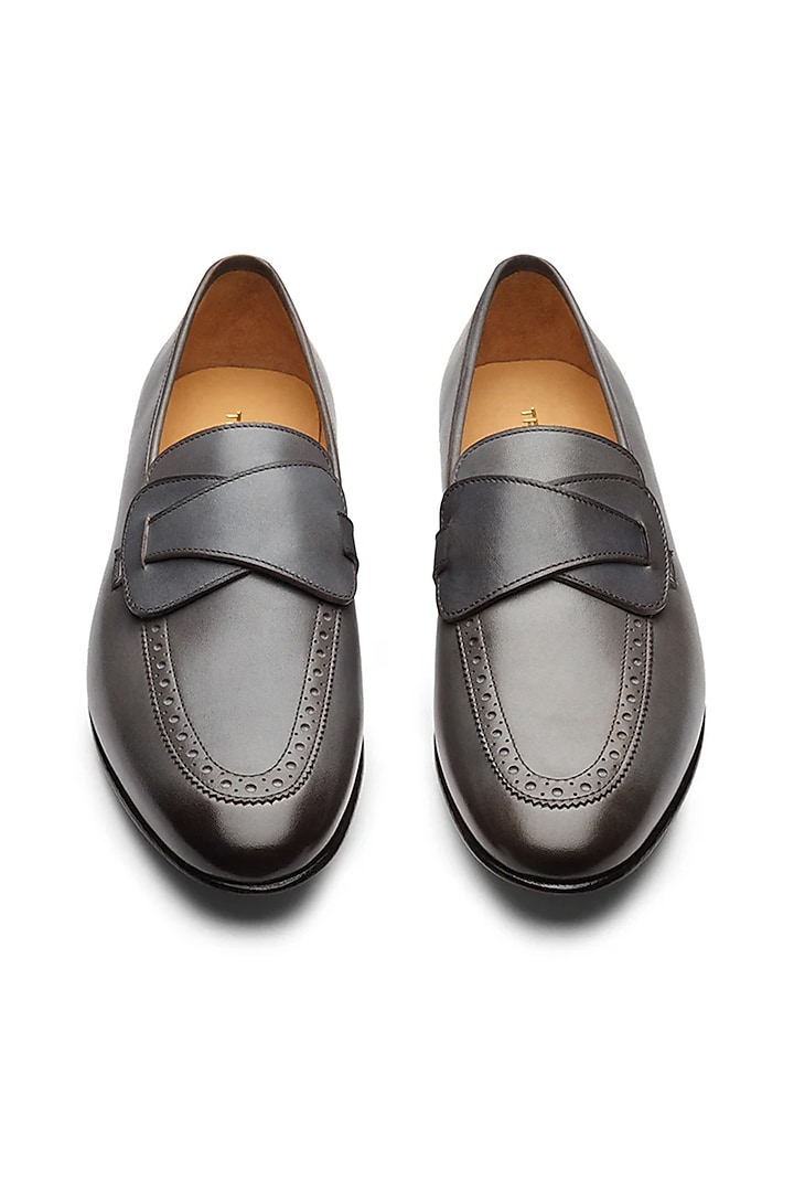 Grey Leather Loafers by TRUMPET