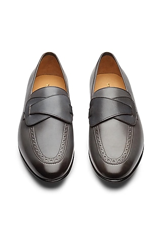 Grey Leather Loafers by TRUMPET