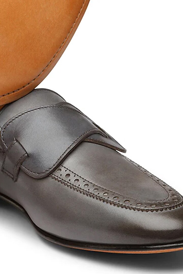 Grey Leather Loafers by TRUMPET at Pernia's Pop Up Shop