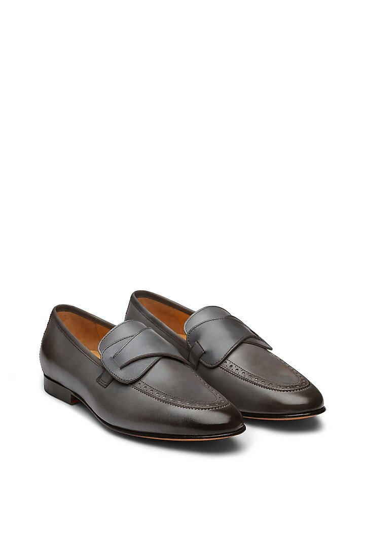 Grey Leather Loafers by TRUMPET at Pernia's Pop Up Shop