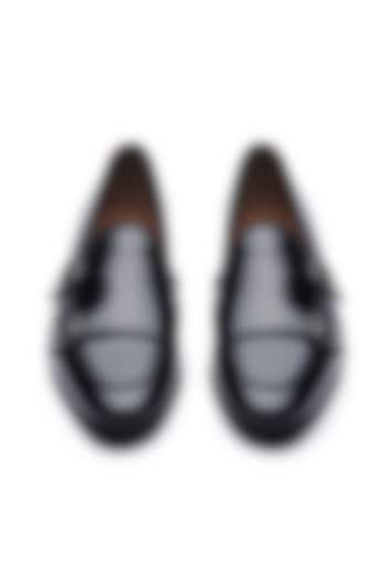 Black Leather Double Monk Loafers by TRUMPET