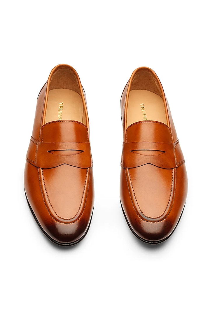 Brown Leather Penny Loafers by TRUMPET