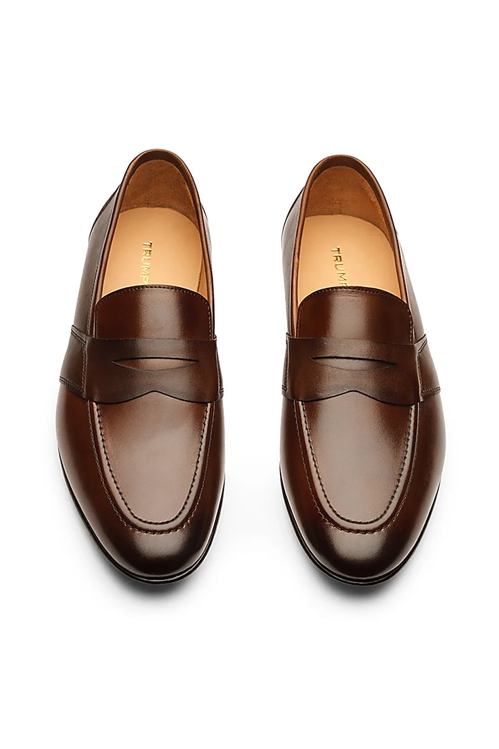 Brown Leather Penny Loafers by TRUMPET