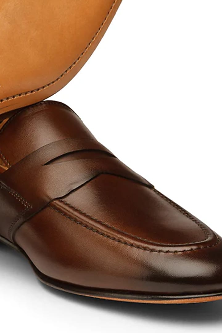 Brown Leather Penny Loafers by TRUMPET at Pernia's Pop Up Shop