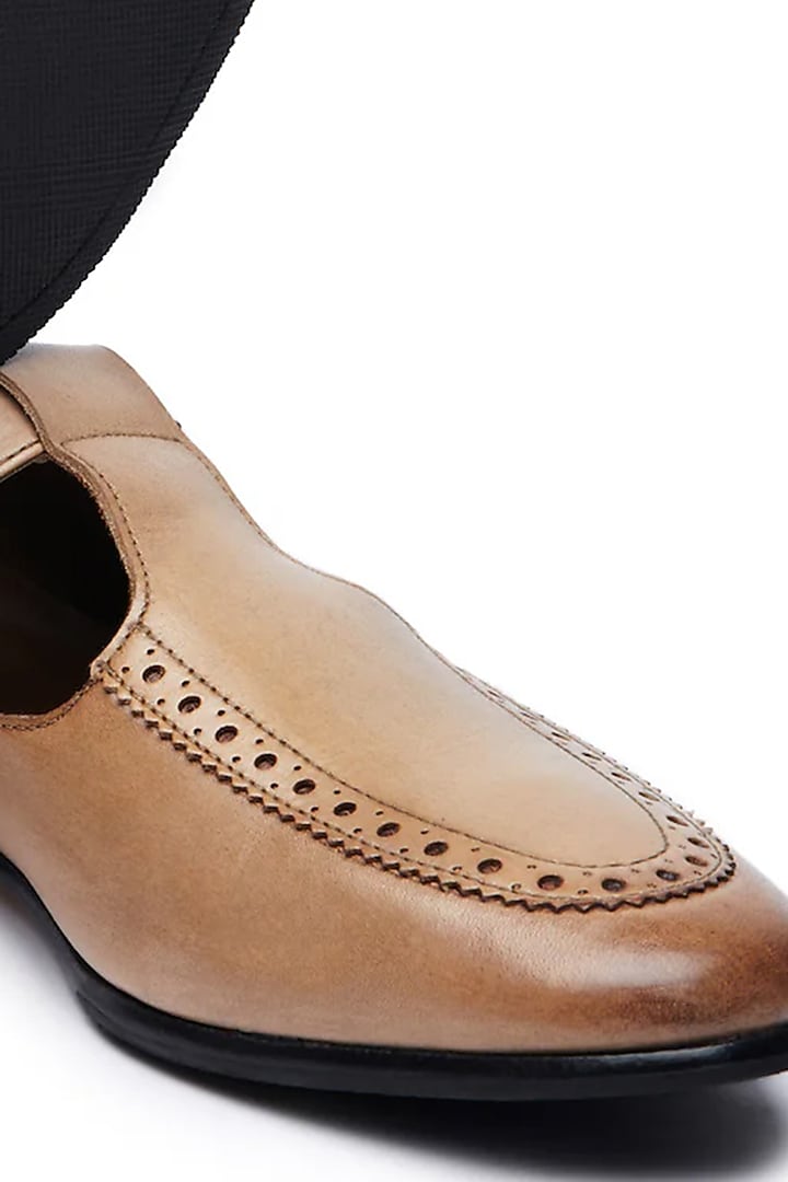 Beige Leather Sandals by TRUMPET at Pernia's Pop Up Shop