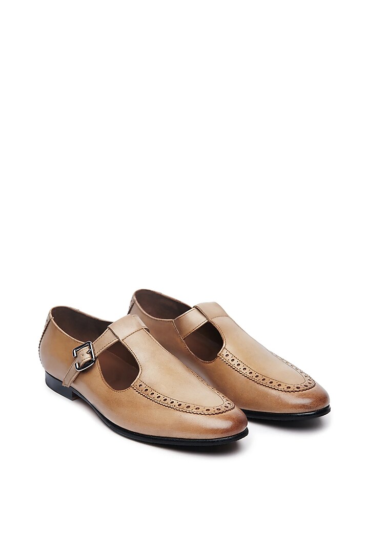 Beige Leather Sandals by TRUMPET at Pernia's Pop Up Shop