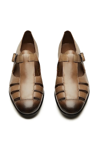 Beige Leather Sandals by TRUMPET
