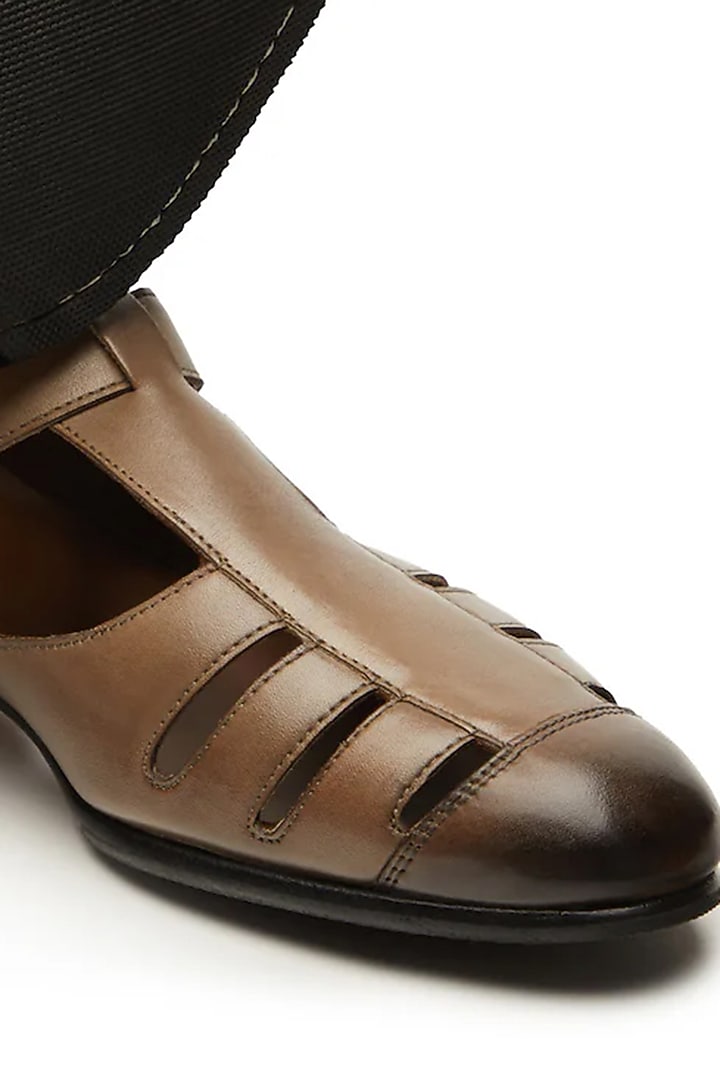 Beige Leather Sandals by TRUMPET at Pernia's Pop Up Shop