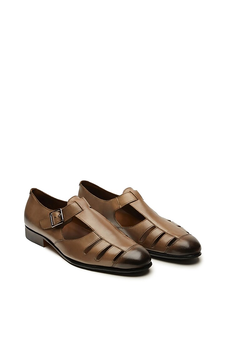 Beige Leather Sandals by TRUMPET at Pernia's Pop Up Shop