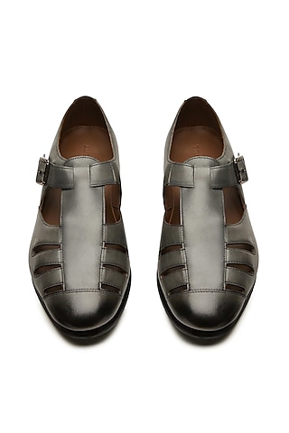 Grey Leather Sandals by TRUMPET