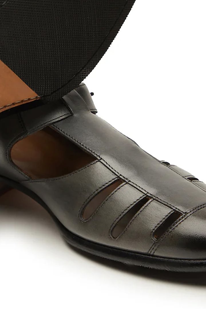 Grey Leather Sandals by TRUMPET at Pernia's Pop Up Shop
