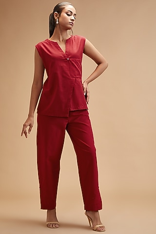 Red Handloom Cotton Top by theroverjournal