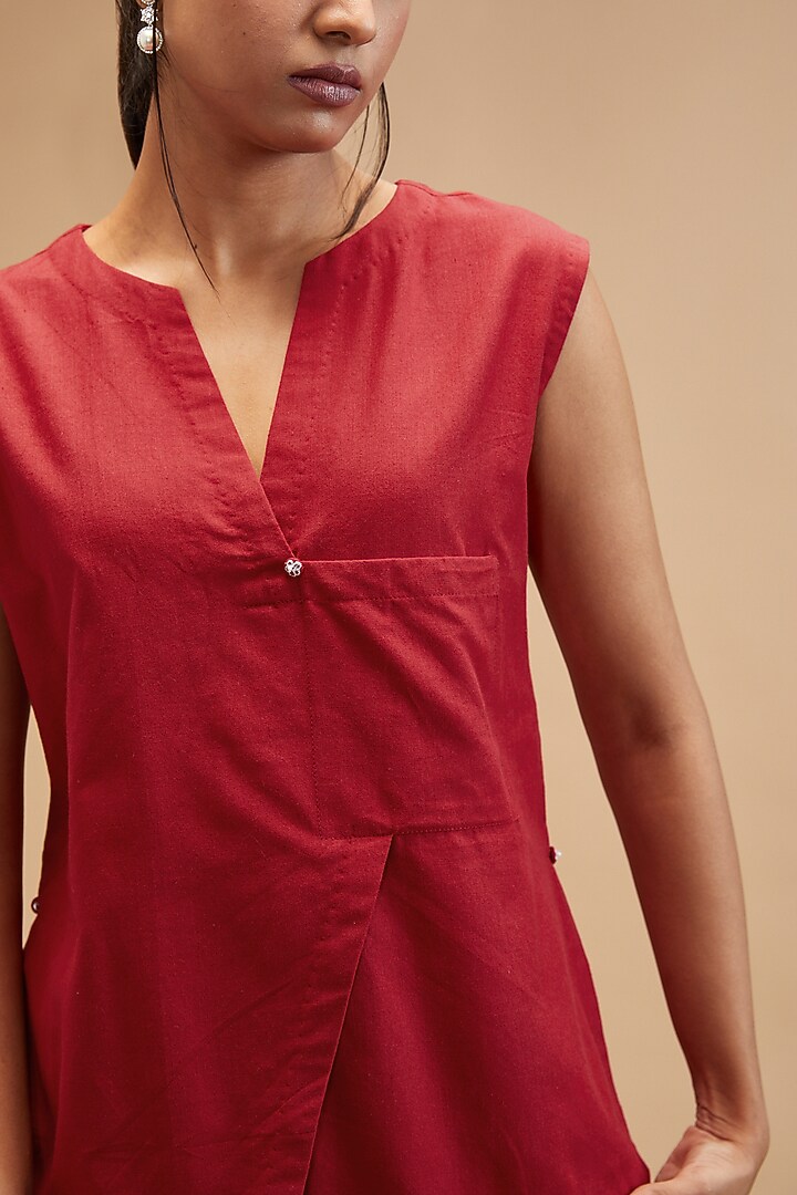 Red Handloom Cotton Top by theroverjournal at Pernia's Pop Up Shop