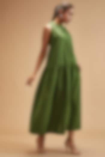 Green Handloom Cotton Maxi Dress by theroverjournal