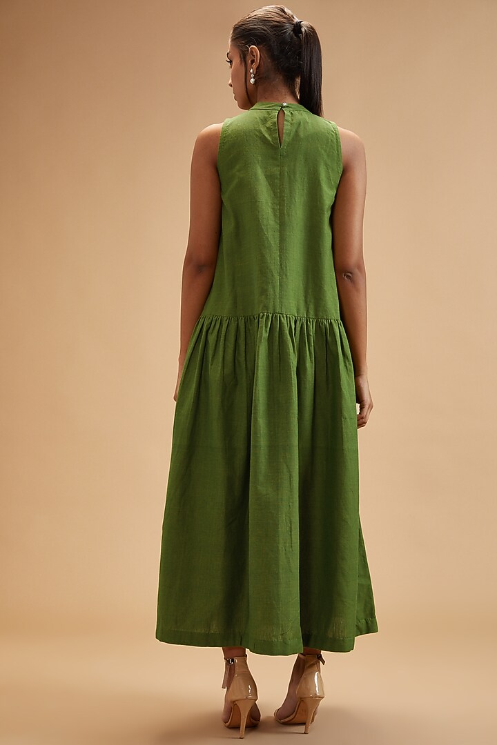 Green Handloom Cotton Maxi Summer Dress by theroverjournal at Pernia's Pop Up Shop