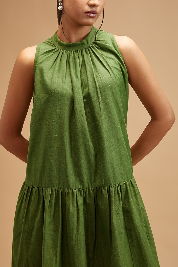 Green Handloom Cotton Maxi Summer Dress by theroverjournal at Pernia's Pop Up Shop
