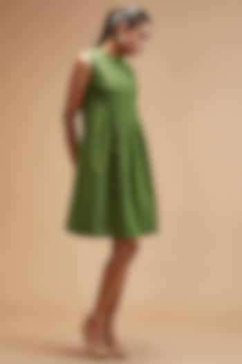 Green Handloom Cotton Mini Dress by theroverjournal