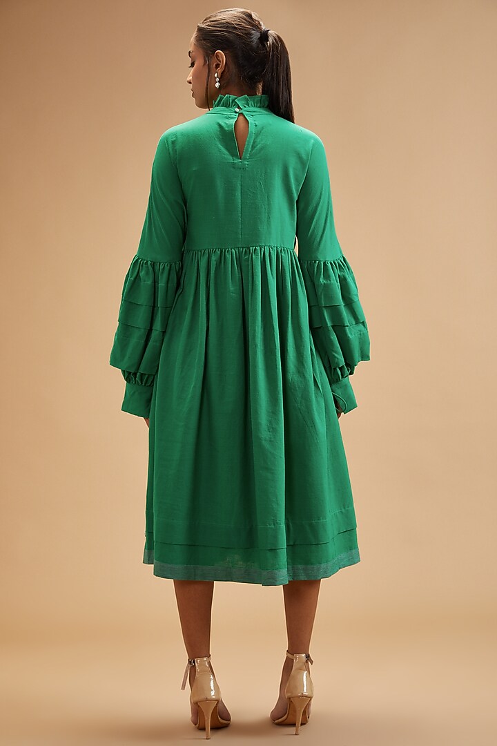 Green Handloom Cotton Midi Summer Dress by theroverjournal at Pernia's Pop Up Shop