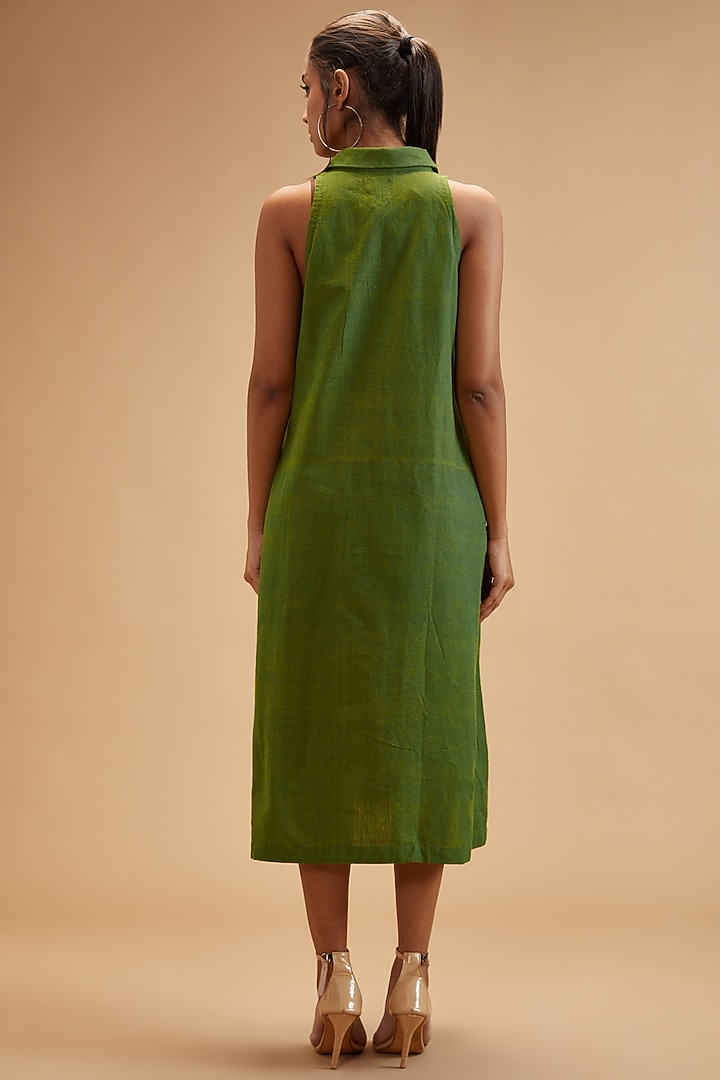 Green Handloom Cotton Midi Summer Dress by theroverjournal at Pernia's Pop Up Shop