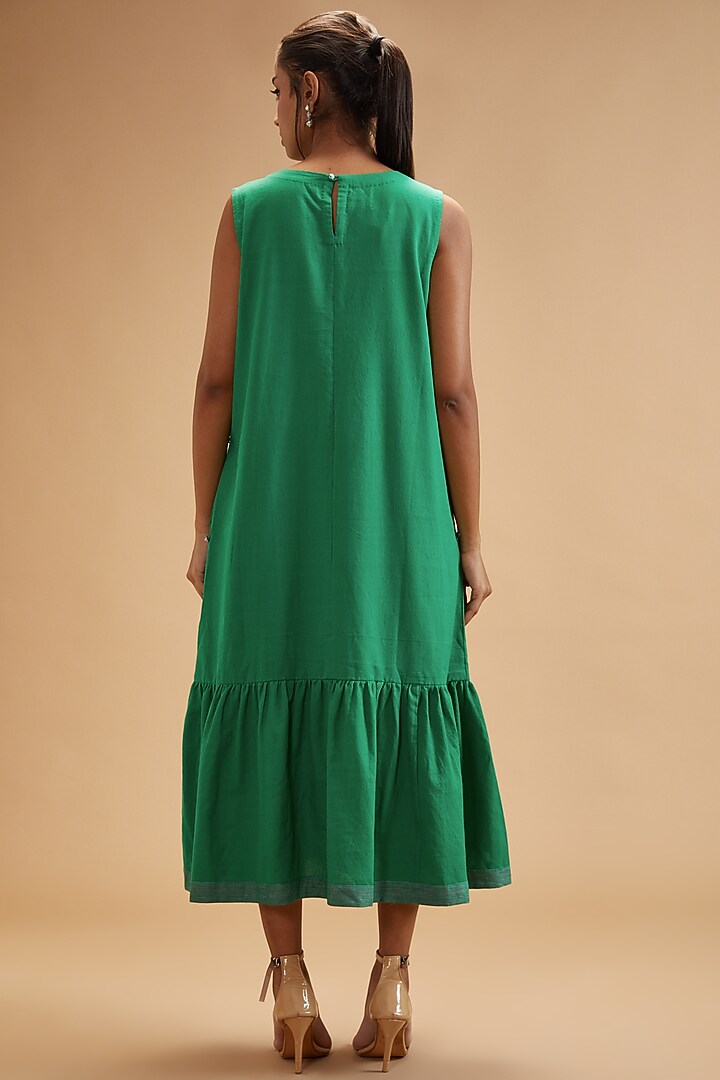 Green Handloom Cotton Midi Summer Dress by theroverjournal at Pernia's Pop Up Shop