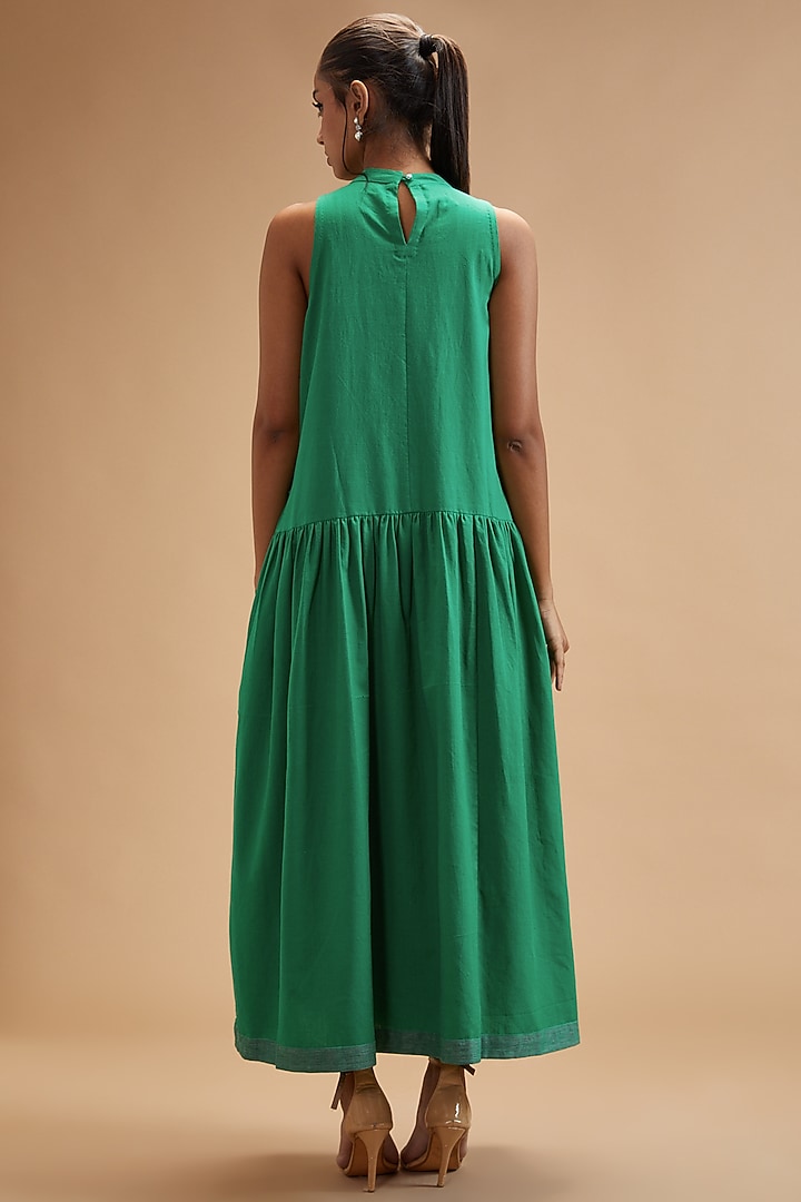 Green Handloom Cotton Maxi Summer Dress by theroverjournal at Pernia's Pop Up Shop