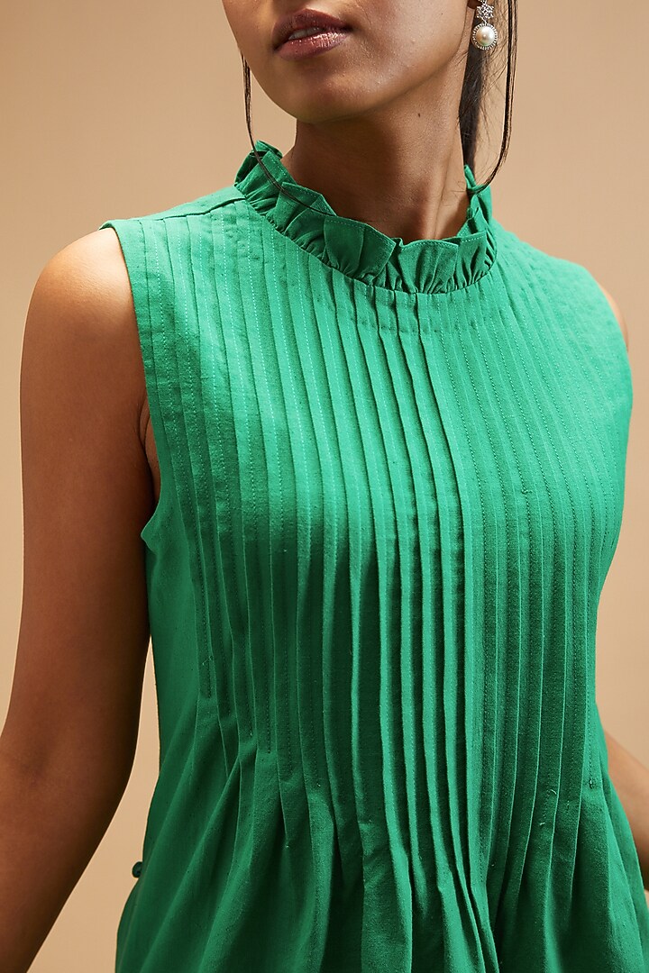 Green Handloom Cotton Summer Dress by theroverjournal at Pernia's Pop Up Shop