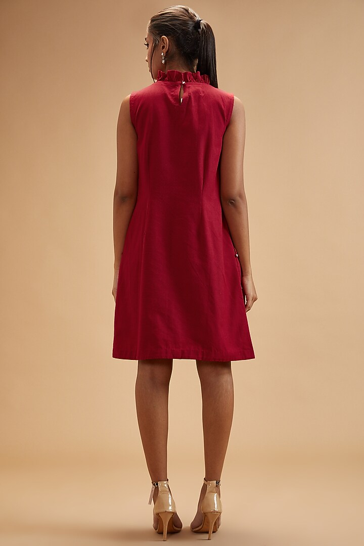 Red Handloom Cotton Summer Dress by theroverjournal at Pernia's Pop Up Shop