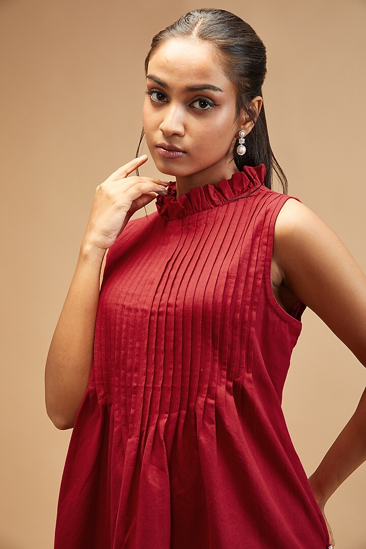 Red Handloom Cotton Summer Dress by theroverjournal at Pernia's Pop Up Shop