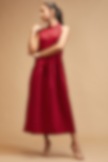 Red Handloom Cotton Maxi Dress by theroverjournal