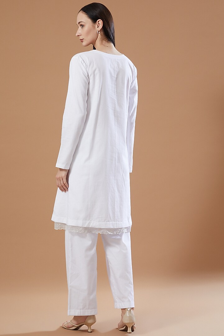 White Cotton Elasticated Culotte Pants by Theroverjournal at Pernia's Pop Up Shop