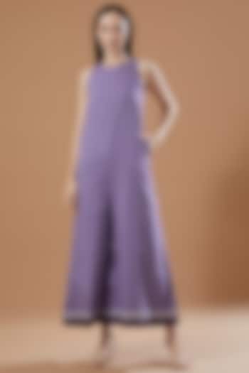 Lavender Cotton Flared Jumpsuit by Theroverjournal