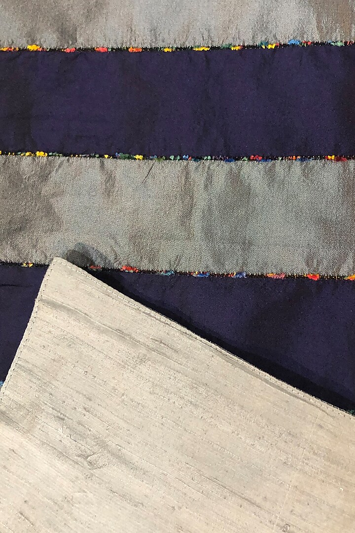 Grey Navy Stripe Taffeta Table Runner by Design Gaatha at Pernia's Pop Up Shop