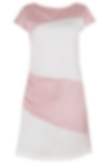 Cream and Pink Ruched Color Block Dress by Tara and I