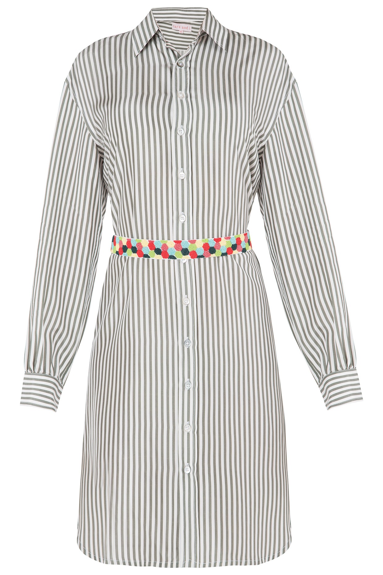 green striped shirt dress