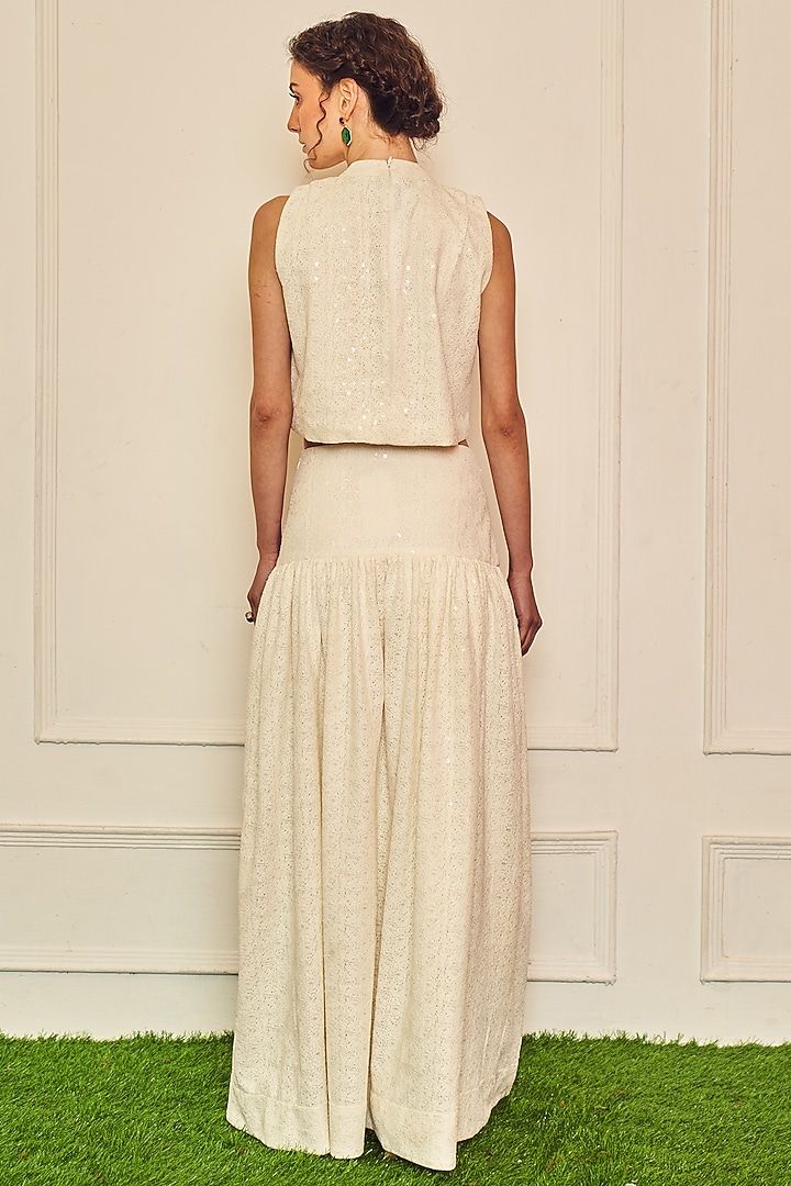 Off-White Viscose Midi Skirt Set by TheRealB at Pernia's Pop Up Shop