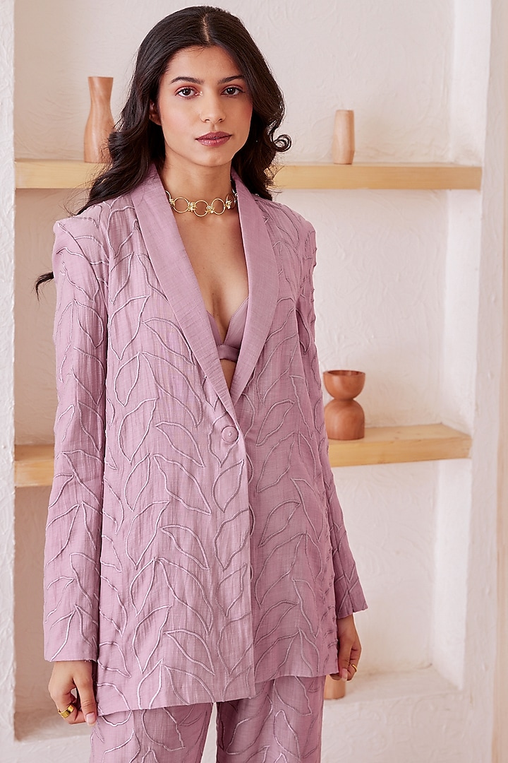 Lavender Embroidered Blazer by The Right Cut
