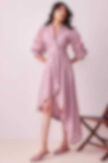 Lavender Chanderi Silk Asymmetrical Dress by The Right Cut