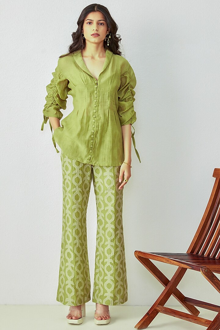 Green Chanderi Top by The Right Cut