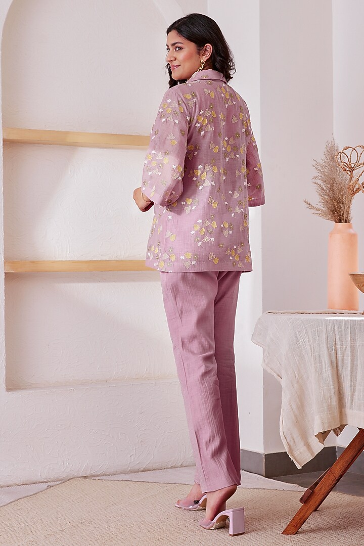 Lavender Chanderi Silk Shirt by The Right Cut at Pernia's Pop Up Shop