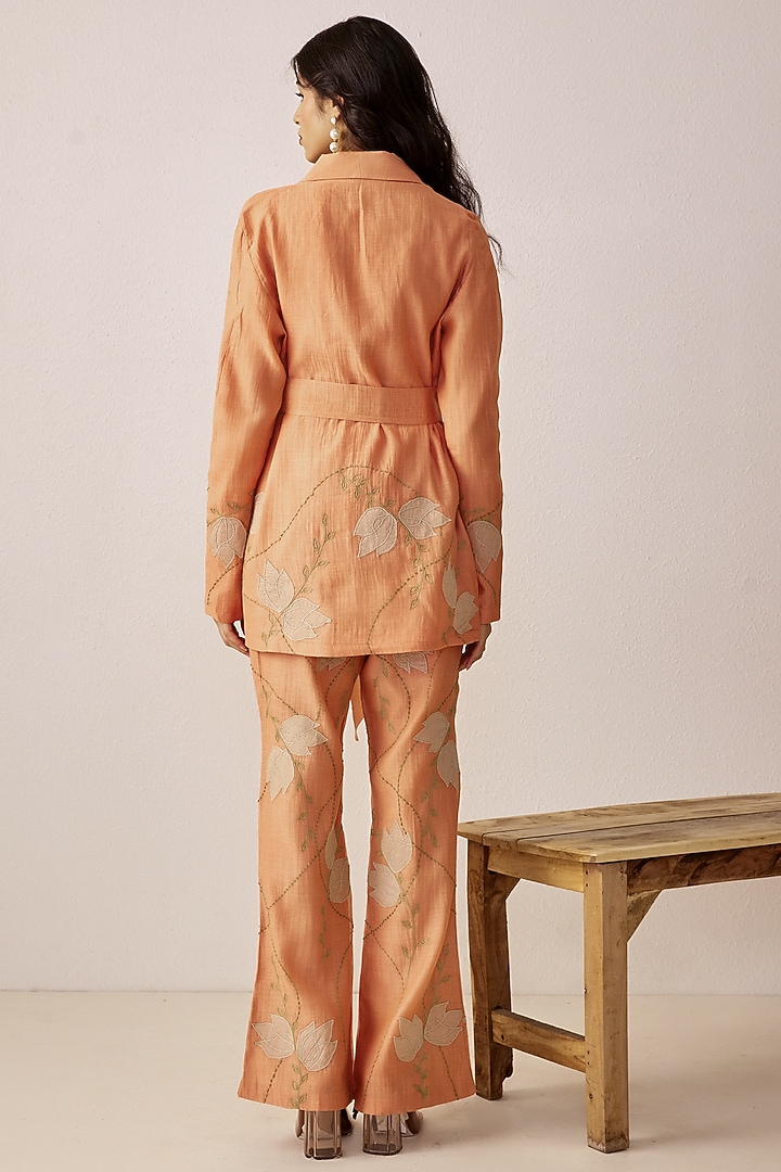 Peachy Pink Embroidered Blazer by The Right Cut at Pernia's Pop Up Shop